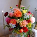 Sunflower Coral Bridal Bouquet, Rustic Summer Wedding Flowers, Boho Wildflower Hand-Tied Floral