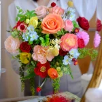 Sunflower Coral Bridal Bouquet, Rustic Summer Wedding Flowers, Boho Wildflower Hand-Tied Floral