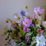 Wildflower Bridal Bouquet, Asymmetrical Garden Silk Flowers, Light Whimsical Wedding Bouquet