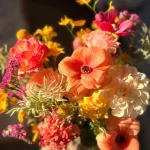 Peach & Pink Silk Flower Bouquet Handmade Rustic Wedding Decor, Farmhouse Floral Arrangement