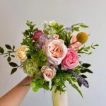 Blush and Buttercream Silk Flower Arrangement, Garden Style Florals with Peonies and Roses
