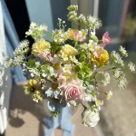 Whispers of Spring, Pastel Garden Silk Flower Arrangement with Daisies & Roses