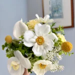 Elegant Cascading White Orchid & Cream Rose Bridal Bouquet, Realistic Artificial Wedding Flowers