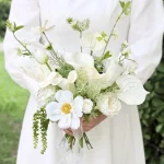 Luxury Silk Bridal Bouquet, Soft White Wedding Flowers, Elegant Handcrafted Bouquet