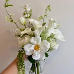 Luxury Silk Bridal Bouquet, Soft White Wedding Flowers, Elegant Handcrafted Bouquet