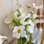 Luxury Silk Bridal Bouquet, Soft White Wedding Flowers, Elegant Handcrafted Bouquet