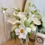 Luxury Silk Bridal Bouquet, Soft White Wedding Flowers, Elegant Handcrafted Bouquet