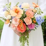 Handmade Silk Wedding Bouquet, Pastel Floral Arrangement