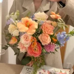 Handmade Silk Wedding Bouquet, Pastel Floral Arrangement