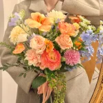 Handmade Silk Wedding Bouquet, Pastel Floral Arrangement