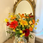 Yellow Orange Gerbera Rose Wedding Bouquet, Handmade Bridal Flowers