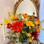 Yellow Orange Gerbera Rose Wedding Bouquet, Handmade Bridal Flowers