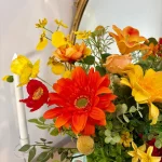 Yellow Orange Gerbera Rose Wedding Bouquet, Handmade Bridal Flowers