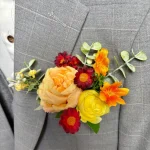 Yellow Orange Gerbera Rose Wedding Bouquet, Handmade Bridal Flowers
